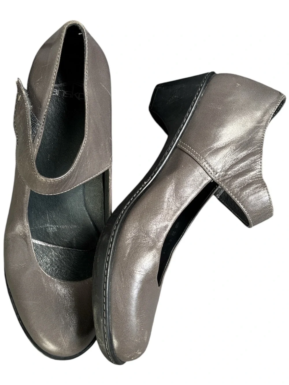 Dansko Bess Heeled Mary Jane Low Heel Pumps in Gray 39